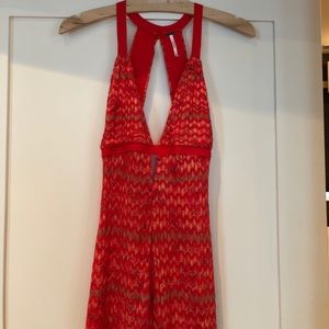 Free People Red and Gold Maxi Dress